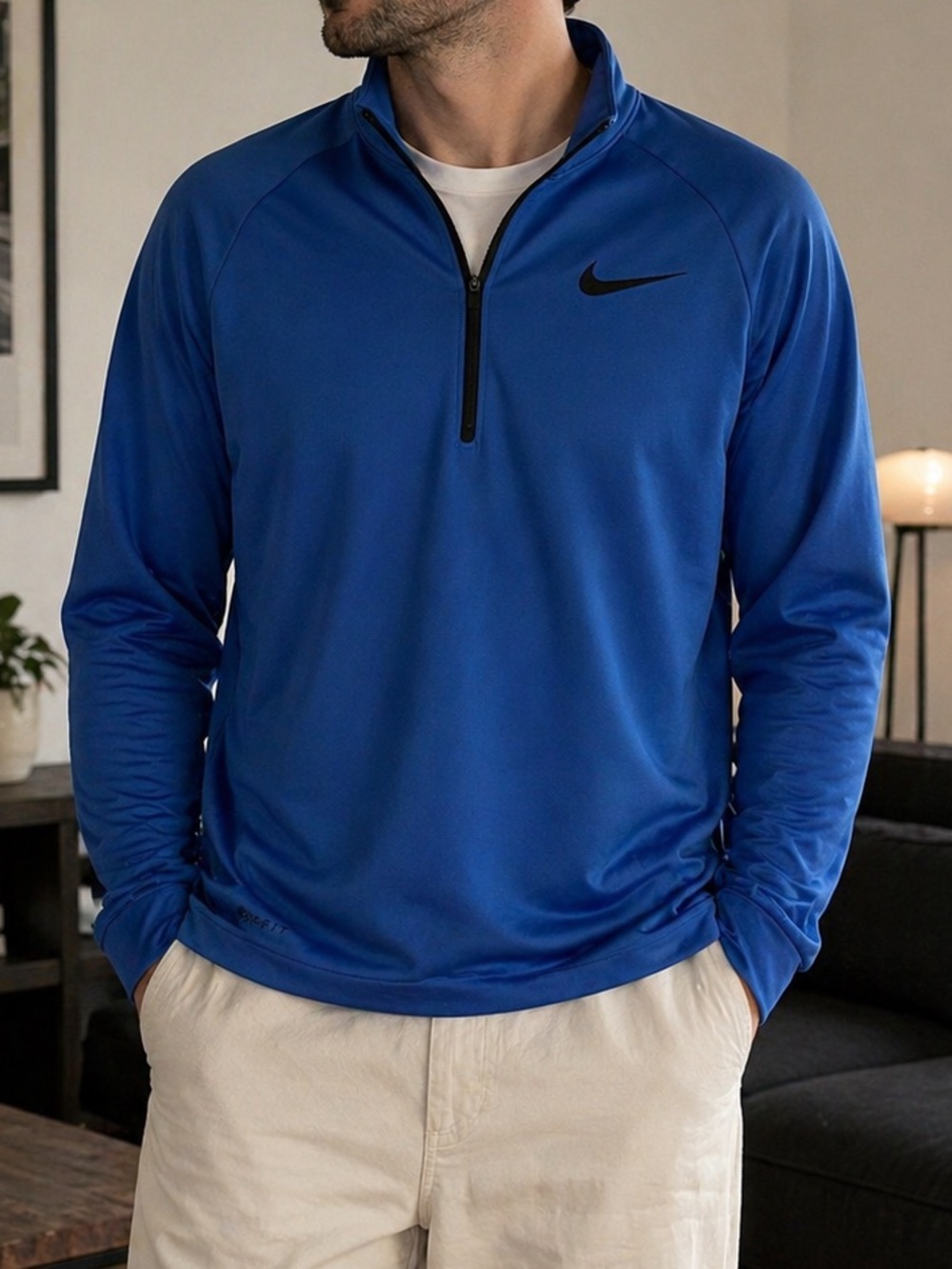 Nike Men's Blue Dri-FIT Quarter-Zip Pullover